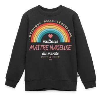 Meilleure maitre nageuse du monde - Sweat Premium enfant bio - noir - Devant - AI Model Kid Female (0cm)
