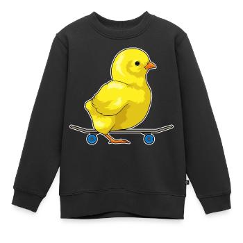 Chick Skater Skateboard - Sweat Premium enfant bio - noir - Devant - AI Model Kid Female (0cm)