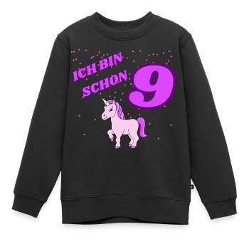 ICH BIN SCHON 9 Geburtstag Mädchen - Kinder Premium Organic Sweatshirt - Schwarz - Vorne - AI Model Kid Female (0cm)