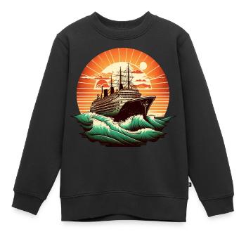Kreuzfahrtschiff Retro Vintage Farbe 2 - Kinder Premium Organic Sweatshirt - Schwarz - Vorne - AI Model Kid Female (0cm)