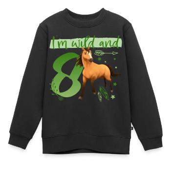 Spirit I'm wild and 8 Anniversaire Tenue Cadeau - Sweat Premium enfant bio - noir - Devant - AI Model Kid Female (0cm)