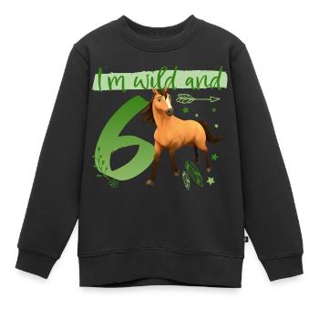 Spirit I'm wild and 6 Anniversaire Tenue Cadeau - Sweat Premium enfant bio - noir - Devant - AI Model Kid Female (0cm)