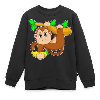 Affe Bodybuilder Hantel Bodybuilding - Kinder Premium Organic Sweatshirt - Schwarz - Vorne - AI Model Kid Female (0cm)
