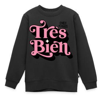 Emily In Paris Trés Bien Schriftzug Rosa - Kinder Premium Organic Sweatshirt - Schwarz - Vorne - AI Model Kid Female (0cm)