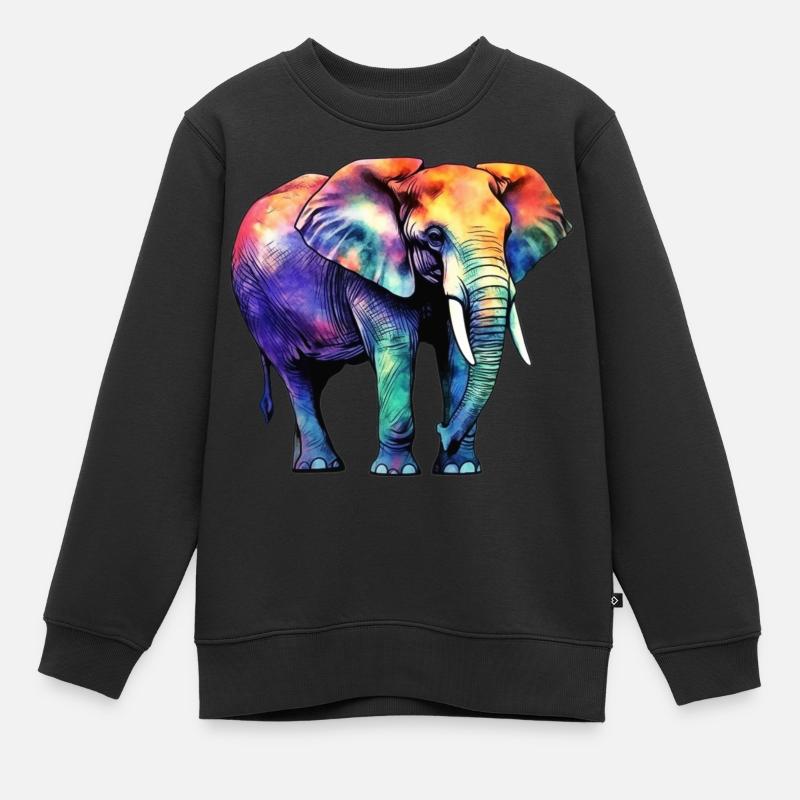 Éléphant - Sweat Premium enfant bio - noir