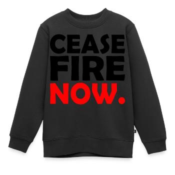 Ceasefire now - Kinder Premium Organic Sweatshirt - Schwarz - Vorne - AI Model Kid Female (0cm)
