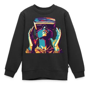 Virtual Reality - Tauchen Sie Ein In Eine - Kinder Premium Organic Sweatshirt - Schwarz - Vorne - AI Model Kid Female (0cm)