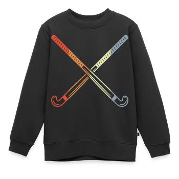 Bâtons de hockey rétro - Sweat Premium enfant bio - noir - Devant - AI Model Kid Female (0cm)