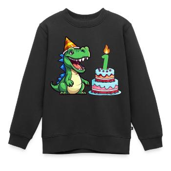 Erster Geburtstag ich bin 1 Jahr alt cooler Dino - Kinder Premium Organic Sweatshirt - Schwarz - Vorne - AI Model Kid Female (0cm)