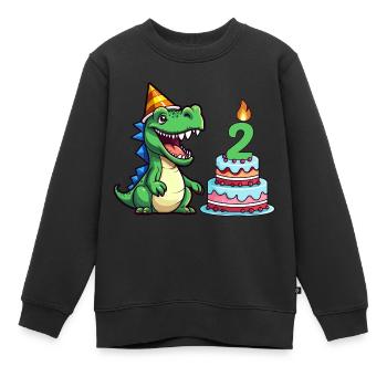 Kindergeburtstag Dino T-Rex bunte Geburtstagstorte - Kinder Premium Organic Sweatshirt - Schwarz - Vorne - AI Model Kid Female (0cm)
