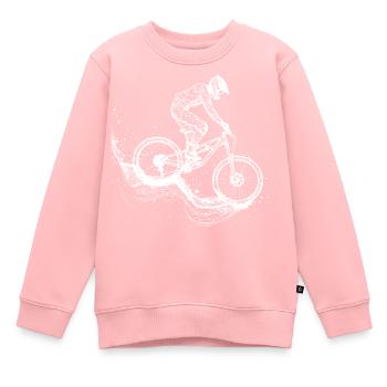Dessin VTT - Sweat Premium enfant bio - rose - Devant - AI Model Kid Female (0cm)