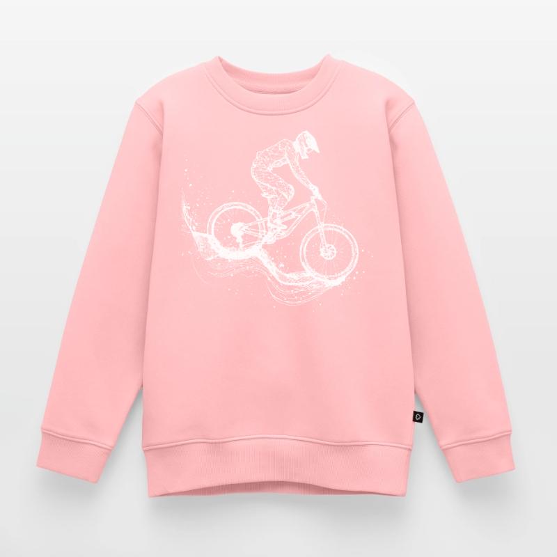 Mountain Biking Drawing Kids Premium Organic Sweatshirt