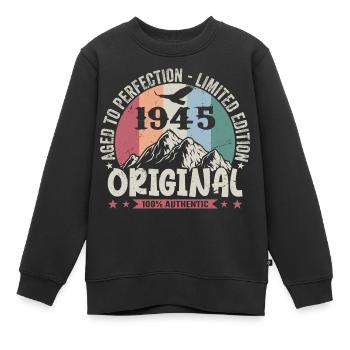 1945 Anniversaire 1945 Vintage Anniversaire 1945 - Sweat Premium enfant bio - noir - Devant - AI Model Kid Female (0cm)