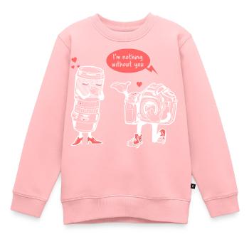 Objectif de l’appareil photo du photographe Dire - Sweat Premium enfant bio - rose - Devant - AI Model Kid Female (0cm)