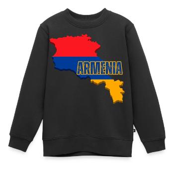 Drapeau de l’Arménie, Carte du drapeau de l’Arménie, Drapeau de l’Arménie - Sweat Premium enfant bio - noir - Devant - AI Model Kid Female (0cm)