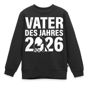 Paternité PÈRE DE L’ANNÉE 2026 DRÔLE - Sweat Premium enfant bio - noir - Devant - AI Model Kid Female (0cm)
