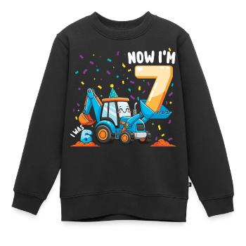 Six Seven Construction 7 Years Birthday - Kids Premium Organic Sweatshirt - black - Front - AI Model Kid Female (0cm)