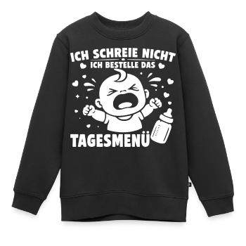 Je ne crie pas, je commande le menu du jour - Sweat Premium enfant bio - noir - Devant - AI Model Kid Female (0cm)