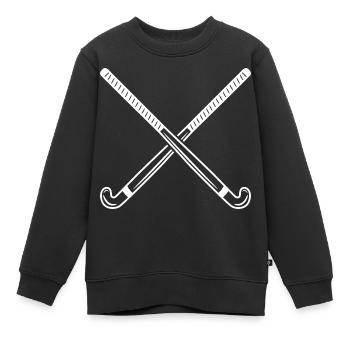 Feldhockeyschläger Skizze - Kinder Premium Organic Sweatshirt - Schwarz - Vorne - AI Model Kid Female (0cm)