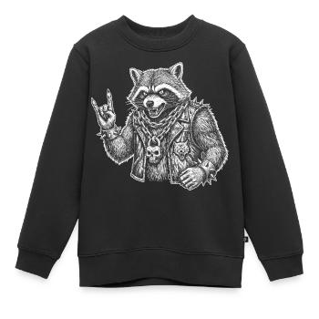 Retro Waschbär Rock Musik Geschenk Lustig - Kinder Premium Organic Sweatshirt - Schwarz - Vorne - AI Model Kid Female (0cm)