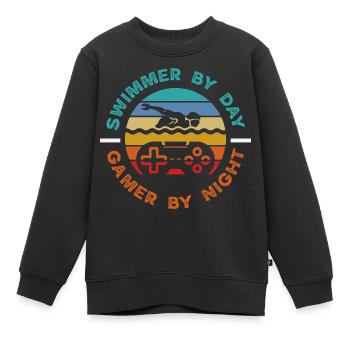 Dictons drôles de nageurs et conception de clubs de natation - Sweat Premium enfant bio - noir - Devant - AI Model Kid Female (0cm)