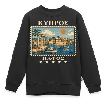 Zypern Paphos Vintage Reisemarke - Kinder Premium Organic Sweatshirt - Schwarz - Vorne - AI Model Kid Female (0cm)
