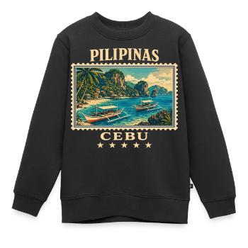 Marque de voyage vintage Philippines Cebu - Sweat Premium enfant bio - noir - Devant - AI Model Kid Female (0cm)