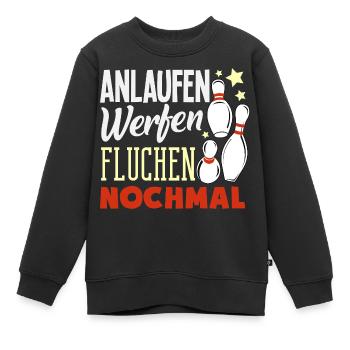 Anlaufen Werfen Fluchen Bowling - Kinder Premium Organic Sweatshirt - Schwarz - Vorne - AI Model Kid Female (0cm)