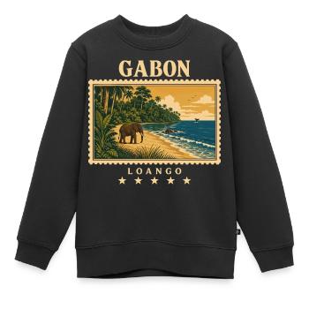 Gabun Loango Vintage Reisemarke - Kinder Premium Organic Sweatshirt - Schwarz - Vorne - AI Model Kid Female (0cm)