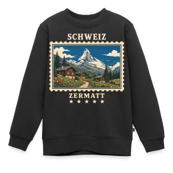 Schweiz Zermatt Vintage Reisemarke - Kinder Premium Organic Sweatshirt - Schwarz - Vorne - AI Model Kid Female (0cm)