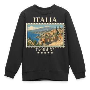 Italien Taormina Vintage Reisemarke - Kinder Premium Organic Sweatshirt - Schwarz - Vorne - AI Model Kid Female (0cm)
