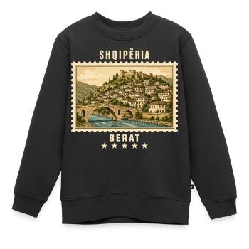 Albanien Berat Vintage Reisemarke - Kinder Premium Organic Sweatshirt - Schwarz - Vorne - AI Model Kid Female (0cm)