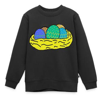 Oeufs de Pâques - Sweat Premium enfant bio - noir - Devant - AI Model Kid Female (0cm)