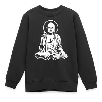 Young Buddha No.1_1c - Kinder Premium Organic Sweatshirt - Schwarz - Vorne - AI Model Kid Female (0cm)