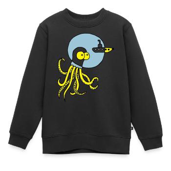 seiche rencontre sous-marin, mer, plongée, bateau - Sweat Premium enfant bio - noir - Devant - AI Model Kid Female (0cm)