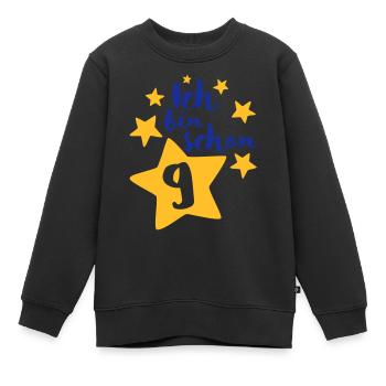 Ich bin schon Neun! - Kinder Premium Organic Sweatshirt - Schwarz - Vorne - AI Model Kid Female (0cm)