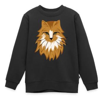 Braune Katze - Kinder Premium Organic Sweatshirt - Schwarz - Vorne - AI Model Kid Female (0cm)