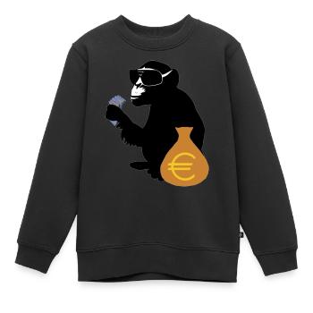 Euro singe - Sweat Premium enfant bio - noir - Devant - AI Model Kid Female (0cm)