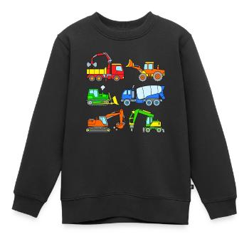 Bagger und Co - Fahrzeuge auf der Baustelle - Kinder Premium Organic Sweatshirt - Schwarz - Vorne - AI Model Kid Female (0cm)