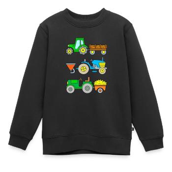 Tracteurs : transport du bois, semoir, transport du foin - Sweat Premium enfant bio - noir - Devant - AI Model Kid Female (0cm)