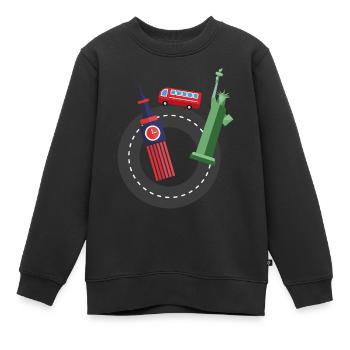 Voyage | Vacances | Idée cadeau - Sweat Premium enfant bio - noir - Devant - AI Model Kid Female (0cm)