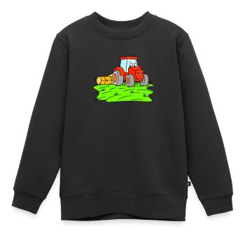 Tracteur avec rouleau - tracteur pour enfants - Sweat Premium enfant bio - noir - Devant - AI Model Kid Female (0cm)