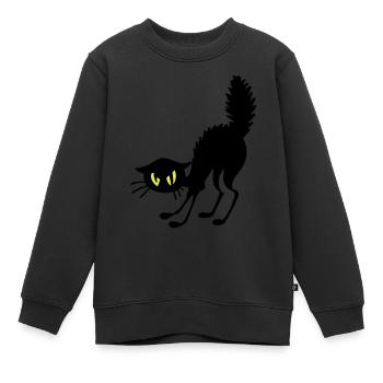 Chat énervé - Sweat Premium enfant bio - noir - Devant - AI Model Kid Female (0cm)