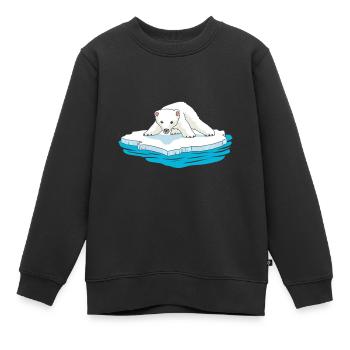 Eisbär Eisscholle Arktis Nordpol Kälte Gletscher - Kinder Premium Organic Sweatshirt - Schwarz - Vorne - AI Model Kid Female (0cm)