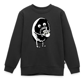 DONUT HORROR DARK GRUFTI GOTHIC SKULL DARK - Kids Premium Organic Sweatshirt - black - Front - AI Model Kid Female (0cm)
