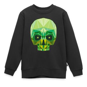Tête de mort émeraude - Sweat Premium enfant bio - noir - Devant - AI Model Kid Female (0cm)