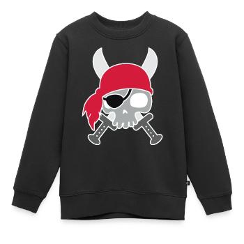 Digitalstoff-Schädel: Freibeuter der Meere - Sweat Premium enfant bio - noir - Devant - AI Model Kid Female (0cm)