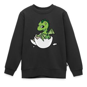 Petit bébé dragon dragon naissance oeuf coquille - Sweat Premium enfant bio - noir - Devant - AI Model Kid Female (0cm)