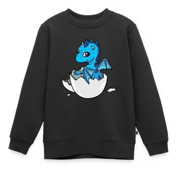 Petit Mignon Bébé Dragon Hatch Oeuf en coquille d’oeuf - Sweat Premium enfant bio - noir - Devant - AI Model Kid Female (0cm)