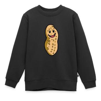 fröhliche Erdnuss Emotion Gefühle happy Emotion - Kinder Premium Organic Sweatshirt - Schwarz - Vorne - AI Model Kid Female (0cm)